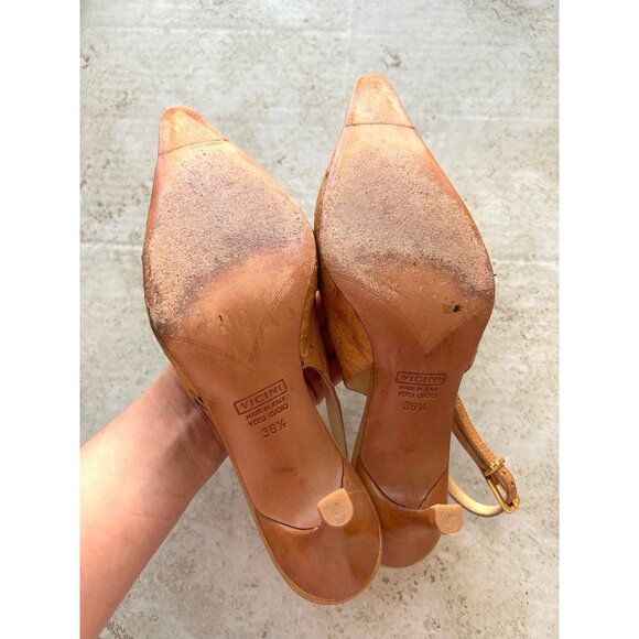 Giuseppe Zanotti Vicini Women's Sz 36.5 Heels Ostrich Leather Slingback Stiletto - Picture 5 of 12